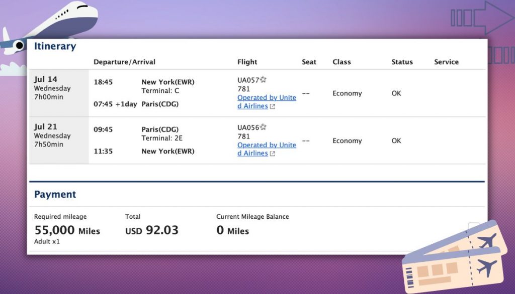 the round trip airline ticket