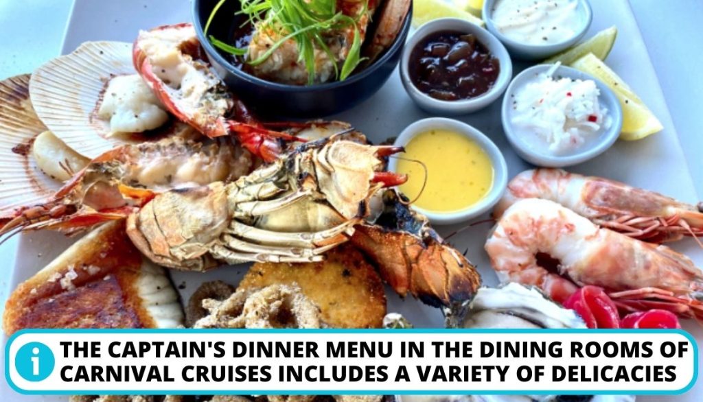 The Captain’s Dinner Menu on the Carnival Cruise